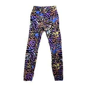 Women's Leggings Size Small Animal Print Neon Splatter Paint Comfort Quality